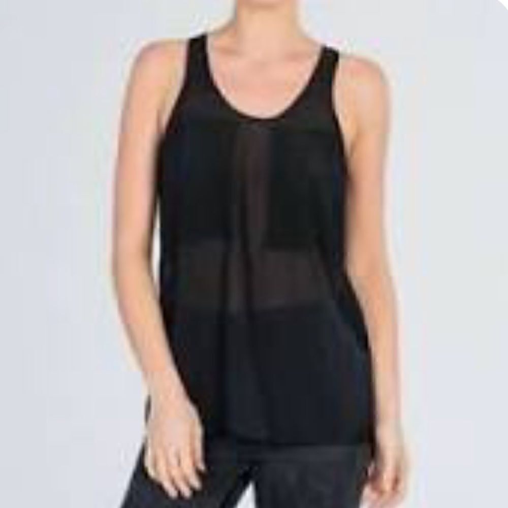 ‎ALEXANDER WANG Black Silk Sheer Tank Top Size XS